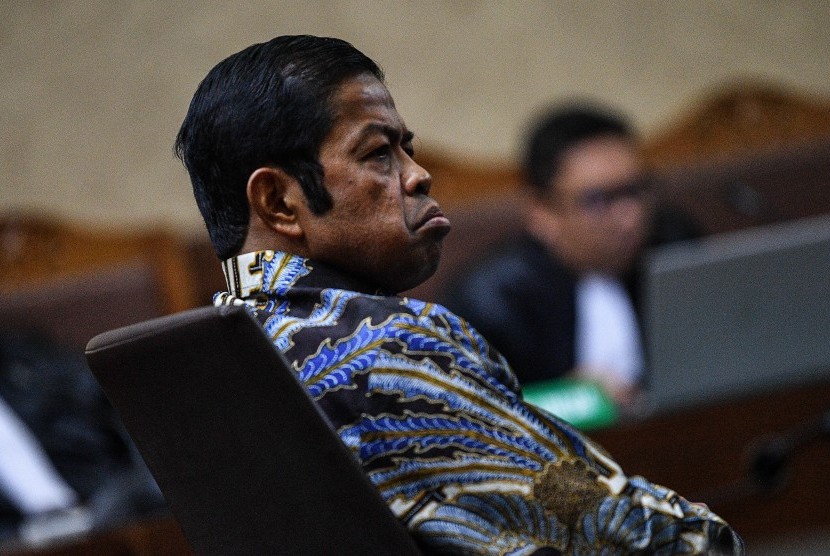 Terdakwa kasus dugaan suap proyek PLTU Riau-1 Idrus Marham menjalani sidang putusan di Pengadilan Tipikor, Jakarta Pusat, Selasa (23/4/2019).