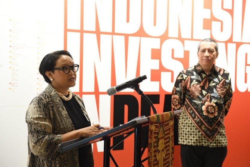 Menteri Luar Negeri Republik Indonesia (Menlu RI) Retno Lp Marsudi membuka pameran foto dalam rangka presidensi Indonesia di Dewan Keamanan PBB, New York Senin (6/5) 