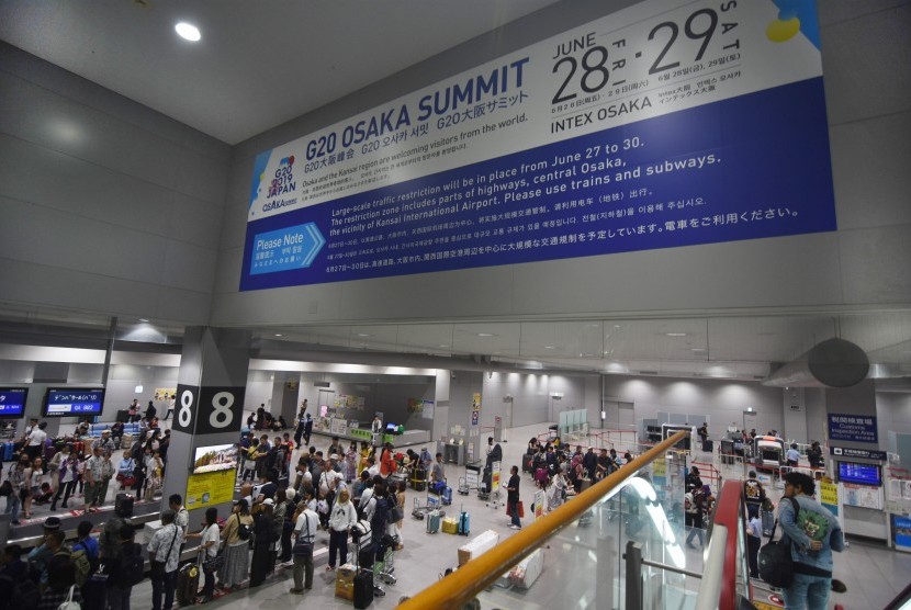 Bandara Internasional Kansai, Osaka. Jepang masih berharap wisatawan asing berkunjung di tengah wabah virus corona.