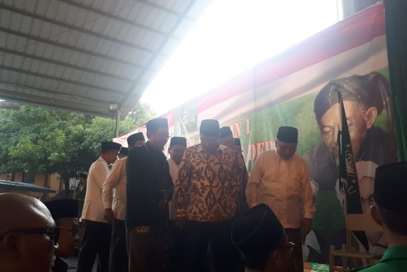 Ketua PBNU Prof KH Said Aqil Siroj meresmikan Sekolah Tinggi Ekonomi Islam Nahdlatul Ulama Arridho Depok di Kota Depok, Jumat, (26/7).