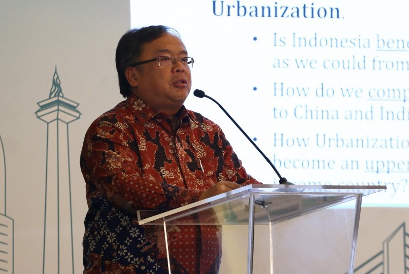 Menteri Perencanaan Pembangunan Nasional/Kepala Bappenas Bambang Brodjonegoro memberikan paparan dalam Seminar Bank Dunia di Jakarta, Kamis (3/10/2019).