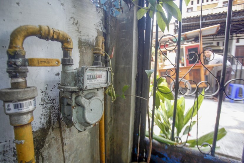 Jaringan pipa gas bumi PGN terpasang di salah satu warung makan di Depok, Jawa Barat, Kamis (3/10/2019).