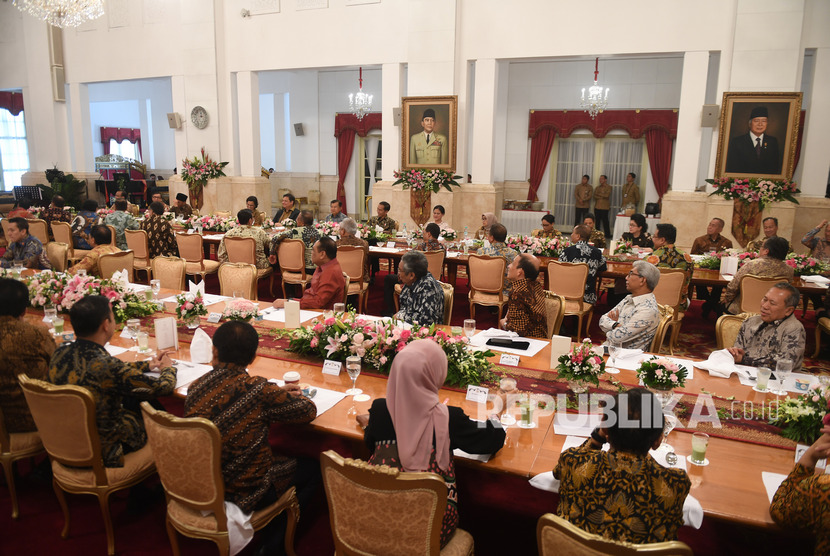 Suasana acara silaturahmi kabinet kerja di Istana Negara, Jakarta, Jumat (18/10/2019). Kabinet jokowi berikutnya tinggal menunggu diumumkan.