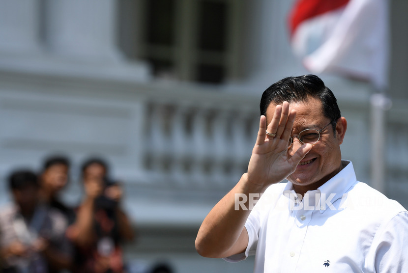 Politisi PDIP Juliari Batubara tiba di Kompleks Istana Kepresidenan di Jakarta, Selasa (22/10/2019). 