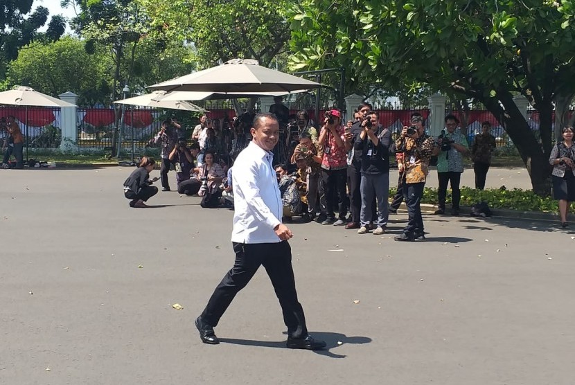 Mantan Ketum HIPMI Bahlil Lahadalia tiba di Istana Negara, Selasa (22/10). 