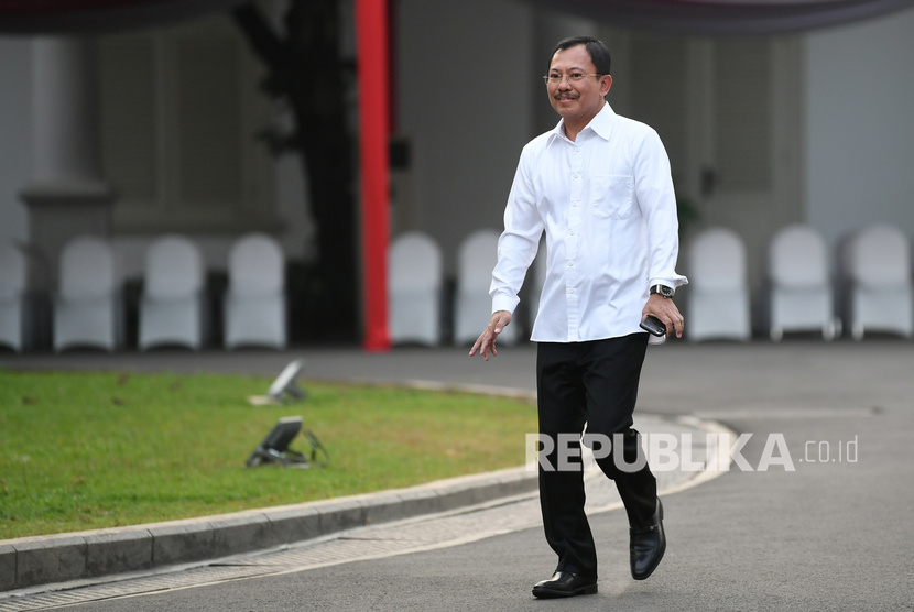 Kepala RSPAD dr Terawan Agus Putranto tiba di Kompleks Istana Kepresidenan di Jakarta, Selasa (22/10/2019).