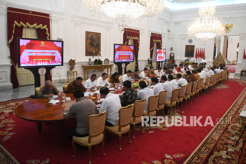 Suasana sidang kabinet paripurna di Istana Merdeka, Jakarta, Kamis (24/10/2019).