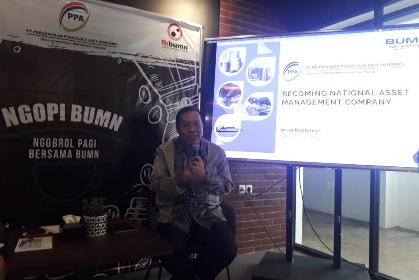 Direktur Utama PT Perusahaan Pengelola Aset (Persero) atau PPA, Iman Rachman dalam bincang media di the Gade Coffee & Gold, Kementerian BUMN, Jakarta, Kamis (24/10).