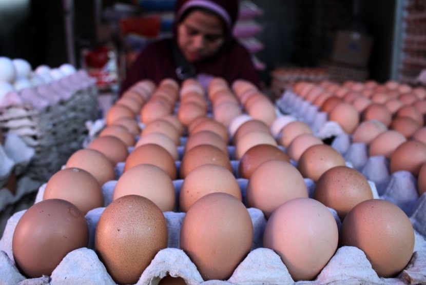 Jelang Tahun Baru, Harga Telur Ayam di Sukabumi Naik. Foto ilustrasi penjual telur ayam ras.
