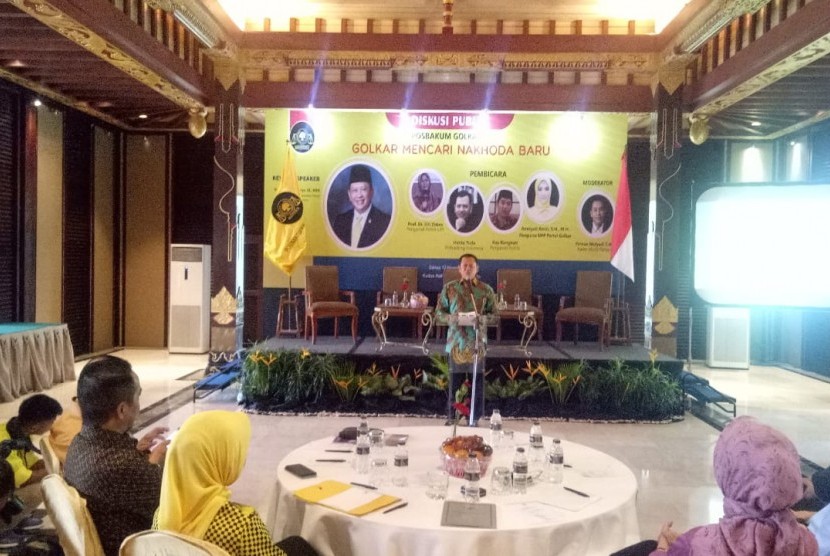 Wakil Koordinator Bidang (Wakorbid) Pratama DPP Golkar Bambang Soesatyo (Bamsoet) saat menghadiri acara diskusi publik dengen tema 