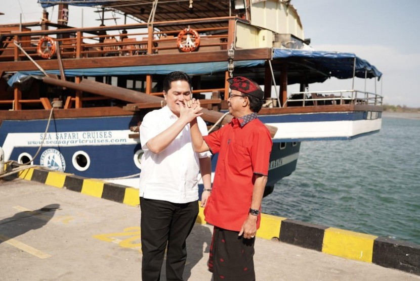 Menteri BUMN  Erick Thohir mengunjungi Pelabuhan Benoa, Bali, yang dikelola PT Pelindo III, Kamis (28/11). 
