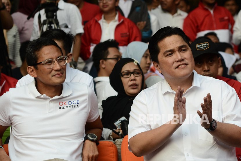Menteri BUMN Erick Thohir dan Sandiaga Uno dalam kesempatan bersama beberapa waktu lalu.