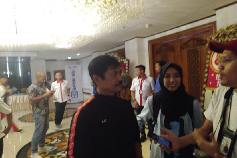 Pelatih tim nasional sepak bola Indonesia U-22, Indra Sjafri, di Hotel Grand Sahid Jaya, Jakarta, Kamis (12/12) malam WIB. 