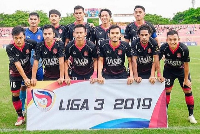  Skuat Persijap Jepara sebelum laga Babak 32 Besar Liga 3 Grup E di Stadion Gelora Bumi Kartini, Jepara, Senin (16/12).