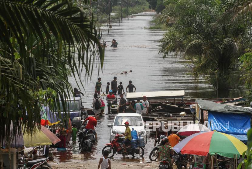 Banjir di Kabupaten Kampar, Riau pada 2019.