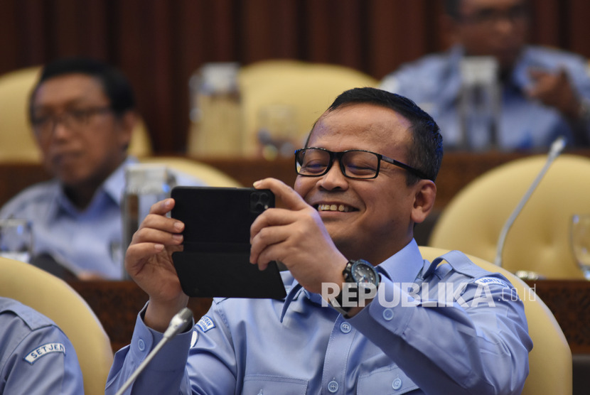 Menteri Kelautan dan Perikanan Edhy Prabowo. Edhy mengaku senang dengan disahkannya Omnibus Law UU Cipta Kerja.
