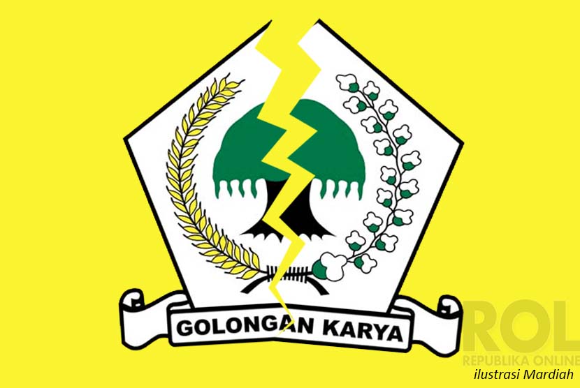 Torn Golkar Party's logo symbolizes the internal disputes within the oldest political party in Indonesia. (Illustration)