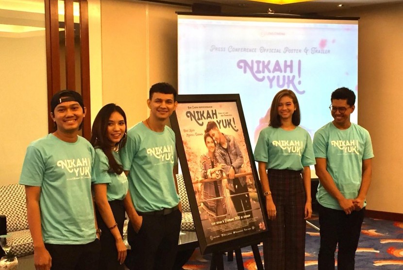 Launching poster film ‘Nikah Yuk!’ yang akan tayang 6 Februari 2020 di Hotel Le Meridien, Jakarta Pusat, Selasa (7/1). Syuting Nikah Yuk! dilakukan di Indonesia dan Jepang. 