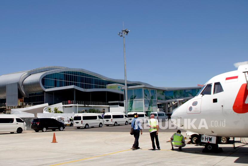 Suasana di Bandara Komodo Labuan Bajo, Manggarai Barat, NTT Ahad (19/1/2020). PT PP (Persero) Tbk, menyelesaikan proyek pembangunan dan perluasan fasilitas Bandar Udara Komodo, Labuan Bajo.