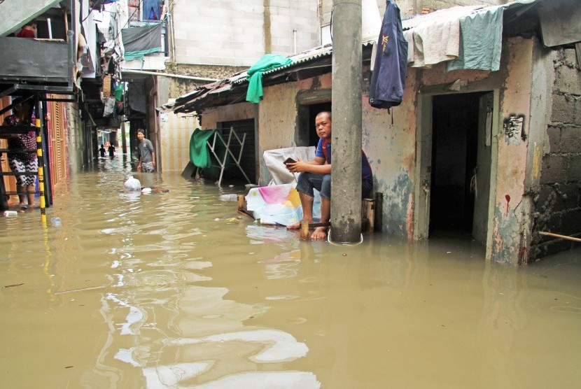 [Ilustrasi] Permukiman di Cakung, Jakarta Timur, kebanjiran. 