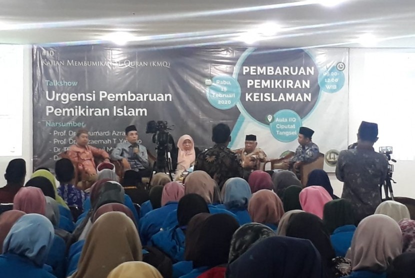 Organisasi Internasional Alumni Al-Azhar (OIAA) Cabang Indonesia, Institute Ilmu Al-Quran (IIQ), dan Pusat Studi Al-Quran (PSQ) menggelar seminar tentang Pembaruan Pemikiran Islam di di Aula Intitut Ilmu Alquran (IIQ), Ciputat, Tangerang Selatan, Rabu (19/2)