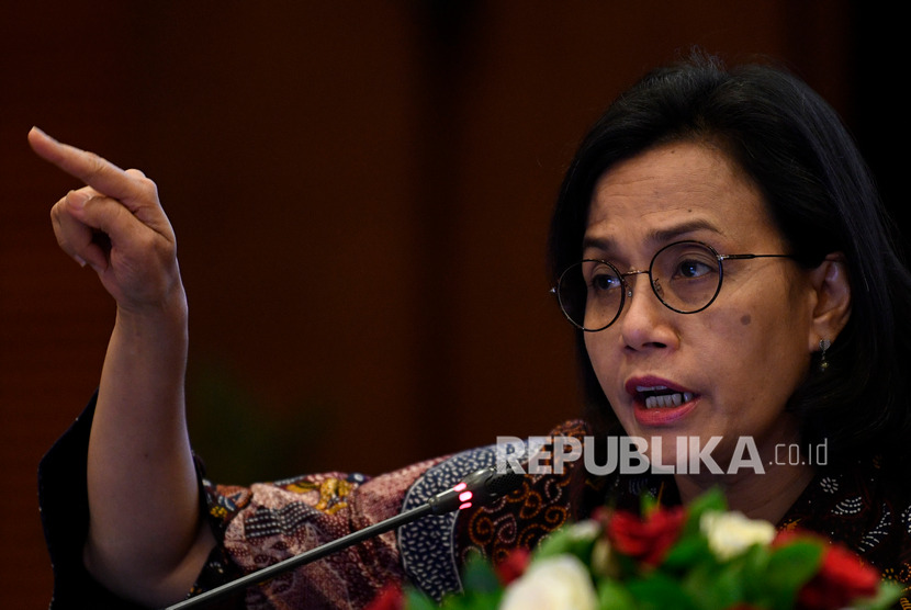 Menteri Keuangan Sri Mulyani menyampaikan realisasi Anggaran Pendapatan dan Belanja Negara (APBN) 2020 di Jakarta, Rabu (19/2/2020)