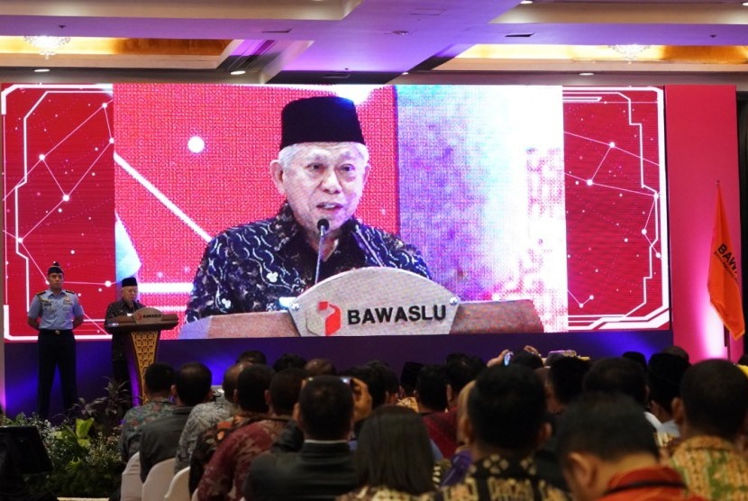 Wakil Presiden Maruf Amin saat menghadiri peluncuran Indeks Kerawanan Pilkada 2020 di Hotel Red Top Pecenongan, Jakarta, Selasa (25/2).