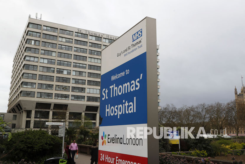  Suasana Rumah Sakit St. Thomas di London, Inggris, tempat perawatan pasien corona (ilustrasi). Layanan kesehatan Inggris (NHS) menolak desain respirator dari dua tim Formula Satu (F1), Red Bull dan Renault.