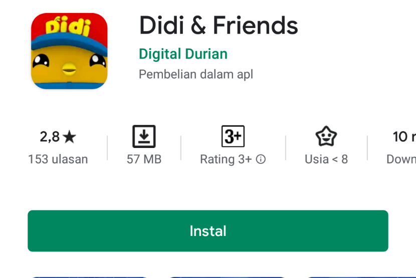 Perusahaan animasi Digital Durian Didi and Friends hadir lewat aplikasi.