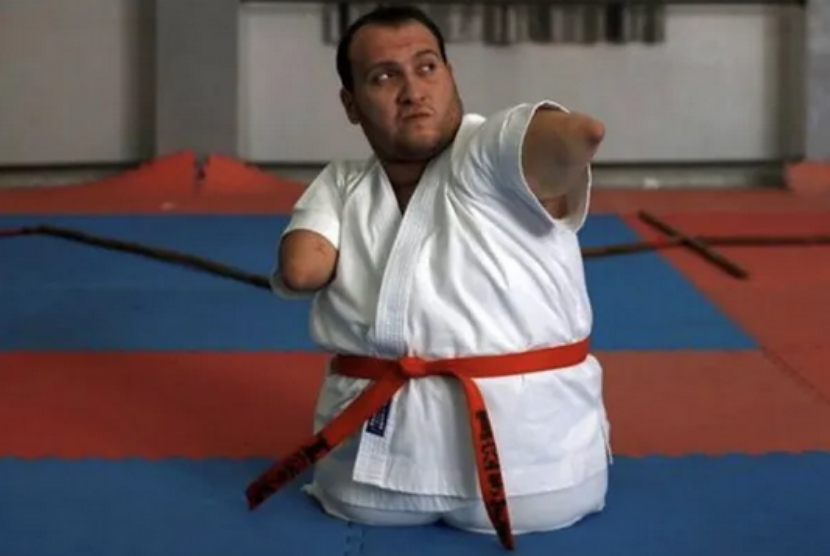 Youssef Abu Amira, karateka dari Gaza, Palestina.