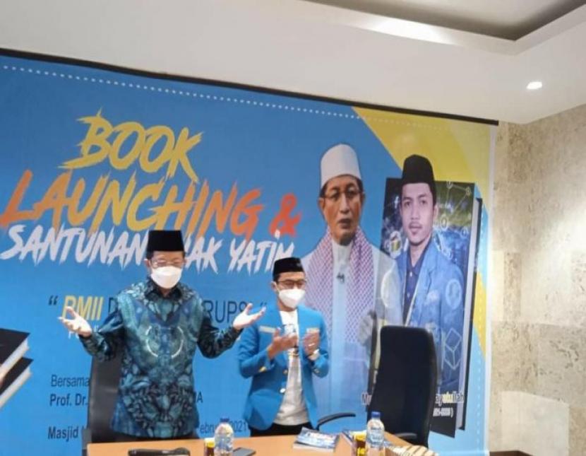 Imam Masjid Besar Istiqlal Prof Nasaruddin Umar menghadiri peluncuran buku kandidat calon Ketua Umum PB PMII Syarif Hidayatullah 