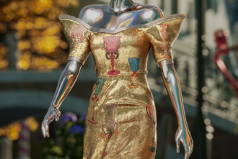  NFT Gold Glass Dress dirancang oleh Dolce & Gabbana dan dikembangkan oleh  pasar digital UNXD.