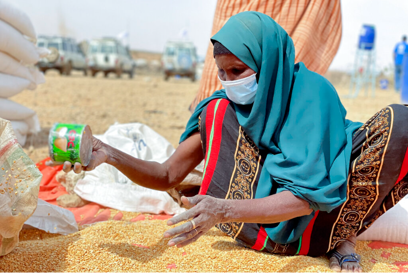 File foto seorang perempuan Ethiopia menyortir pasokan makanan yang didistribusikan oleh Program Pangan Dunia (WFP) di Adadle di wilayah Somalia. Duta Besar Amerika Serikat (AS) Cindy McCain pada Kamis (2/3/2023) ditunjuk sebagai kepala Program Pangan Dunia PBB (WFP).