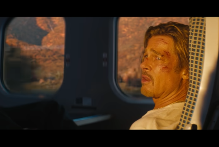 Brad Pitt dalam trailer film terbarunya, Bullet Train, yang akan tayang pada 15 Juli 2022. Bullet Train disebut seperti Mission: Impossible rasa Deadpool.