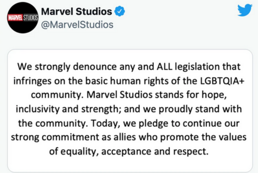 Marvel Studios menyatakan kecamannya terhadap RUU Dont Say Gay yang akan berlaku di Florida, AS.