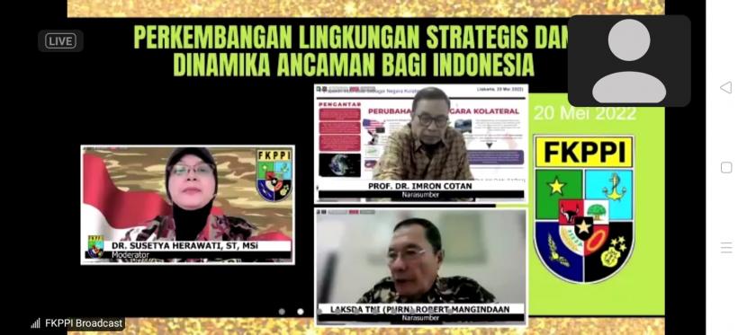 Webinar Perkembangan Lingkungan Strategis dan Dinamika Ancaman Bagi Indonesia yang diprakarsasi Dewan Pakar FKPPI dalam rangka Hari Kebangkitan Nasional, Jumat (20/5/2022).
