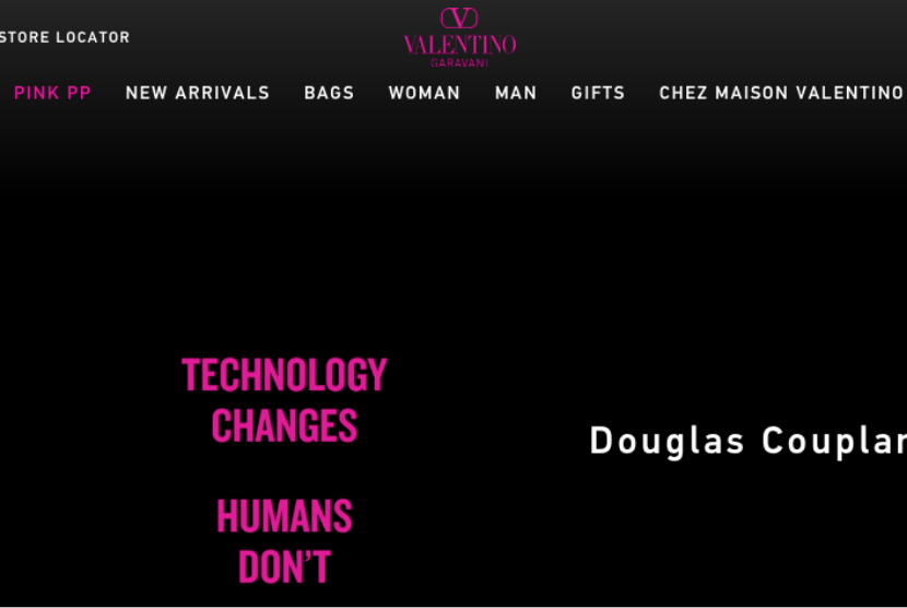 Tampilan halaman depan web rumah mode Valentino.