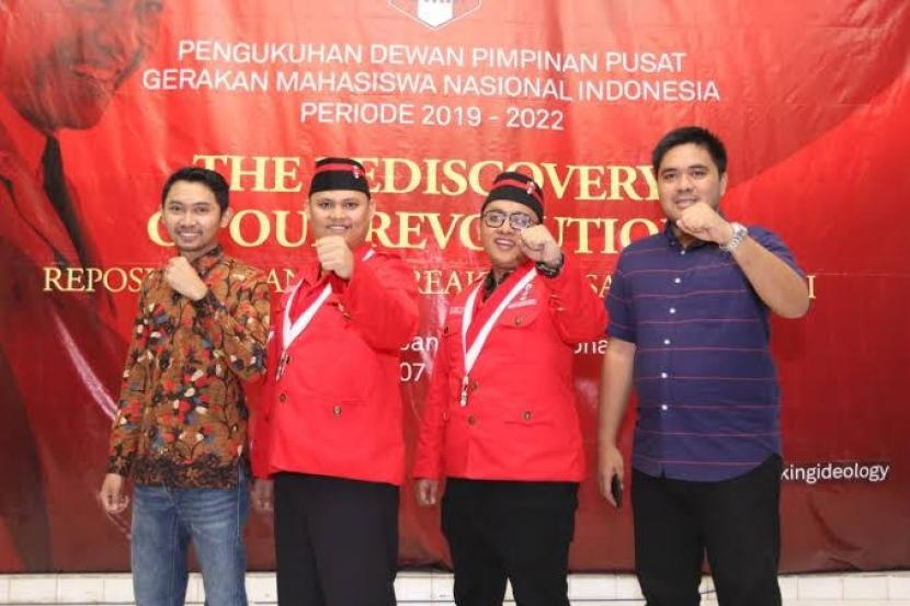 Jajaran pimpinan GMNI berpose. GMNI sesalkan dukungan Pemprov DKI Jakarta untuk Rapimnas tak sah Ancol 