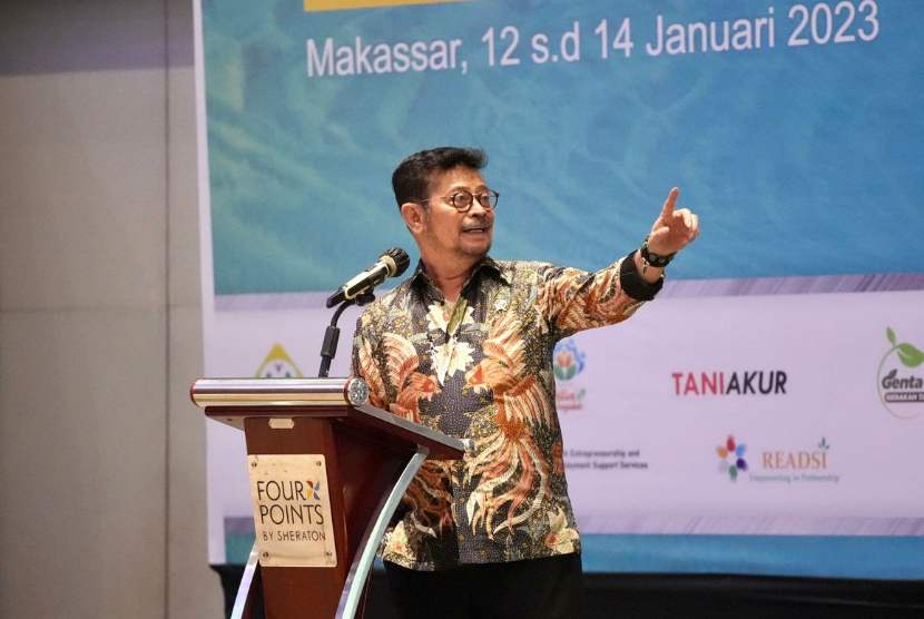 Menteri Pertanian (Mentan), Syahrul Yasin Limpo menutup rangkaian kegiatan Rapat Pimpinan Lingkup Badan Penyuluhan dan Pengembangan Sumber Daya Manusia Pertanian (BPPSDMP) yang digelar di Makassar, Sabtu (14/1/2023).