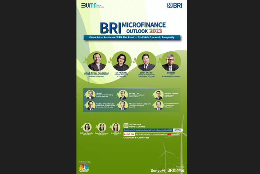 PT Bank Rakyat Indonesia Tbk (BRI) kembali menyelengarakan BRI Microfinance Outlook 2023 yang akan berlangsung Kamis, 26 Januari 2023. 