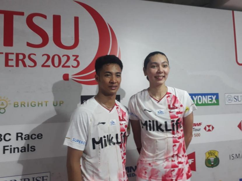 Ganda campuran Indonesia Dejan Ferdiansyah/Gloria Emmanuel Widjaja di Indonesia Masters 2023.