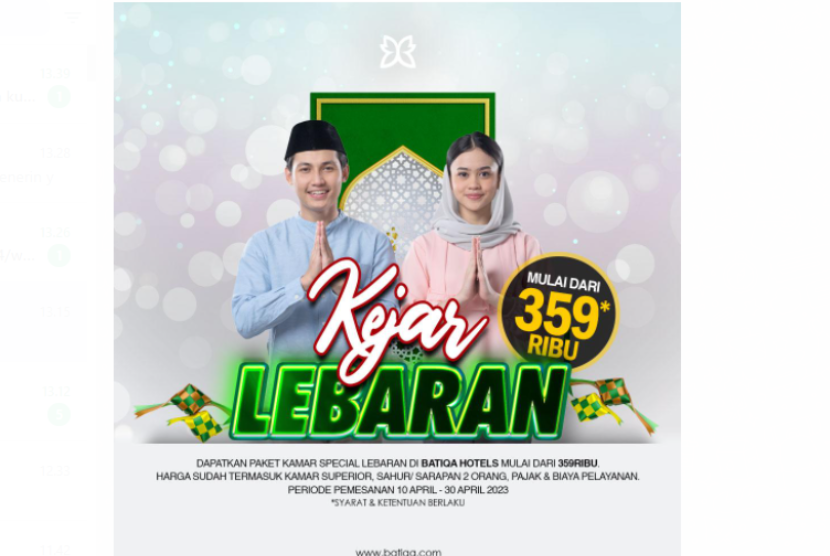 Batiqa Hotel menyiapkan penawaran melalui promo kamar hotel “Kejar Lebaran”. 