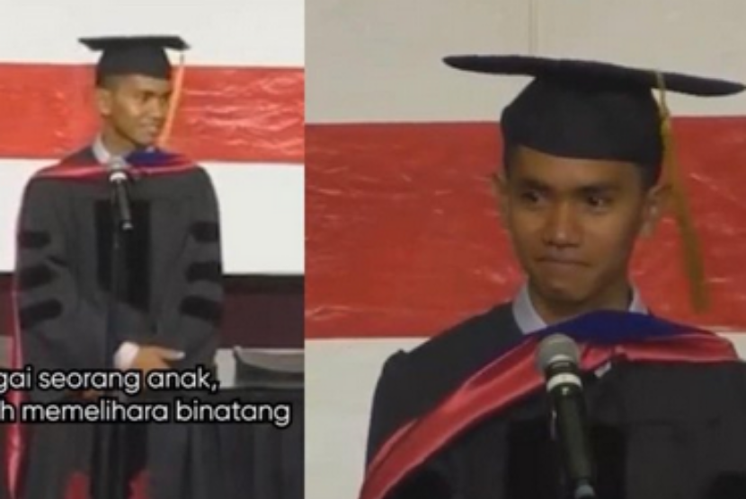 Pemuda asal Lombok, Nusa Tenggara Barat, Ahmad Munjizun, menjadi viral karena pidato kelulusannya yang menyentuh hati saat meraih gelar doktor di Amerika Serikat.
