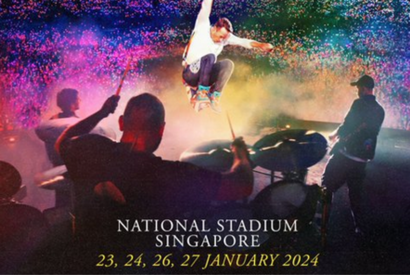 Lewat akun Twitter-nya promotor LIve Nation SG mengunggah poster konser Coldplay di Singapura untuk mengumumkan penambahan jadwal konser, yakni pada 23, 24, 26, dan 27 Januari 2024..