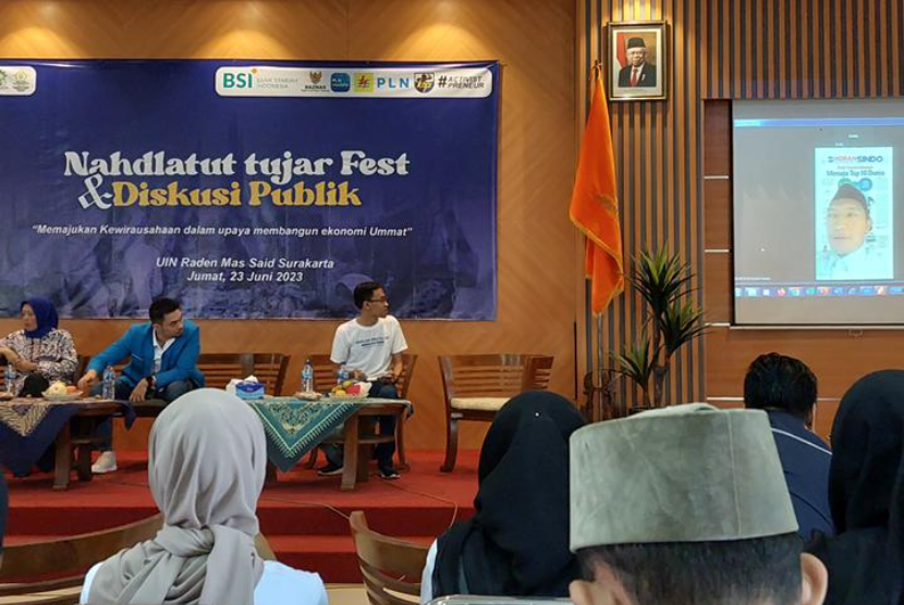 Komisaris Independen BSI Arief Rosyid Hasan menghadiri Nahdlatut Tujjar Fest dan Diskusi Publik yang digelar di Kampus UIN Raden Mas Said Surakarta pada Jumat (23/6/2023).