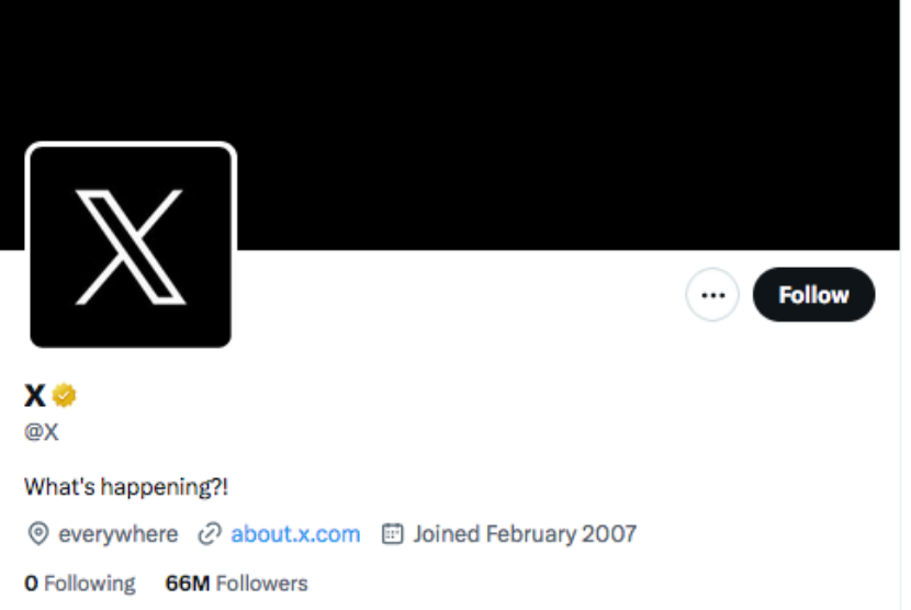 Manajemen X Corp mengambil alih akun @X dari pengguna Twitter.