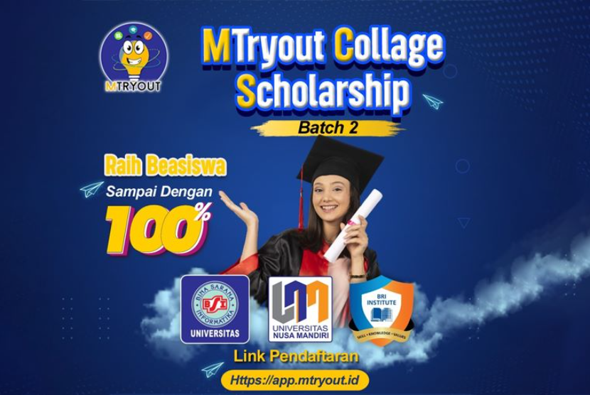 MTryout berkolaborasi dengan Universitas BSI (Bina Sarana Informatika), Universitas Nusa Mandiri, dan Cyber University untuk menyediakan MTryout Collage Scholarship (MCS), sebuah program beasiswa yang memberikan kesempatan hingga 100 persen bagi siswa SMA sederajat se-Indonesia.