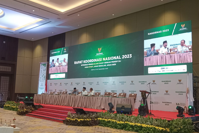Agenda Rapat Koordinasi Nasional Baznas 2023, di Jakarta, Kamis (21/9/2023), yang diikuti oleh para pimpinan Baznas dari seluruh wilayah Indonesia. 