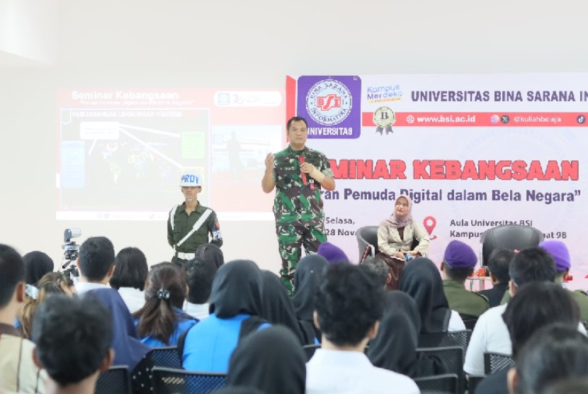 Universitas BSI (Bina Sarana Informatika) mengatakan bahwa pemuda Indonesia harus mencintai negara Indonesia melalui pengamalan Bela Negara. Seminar ini sukses terlaksana di Gedung Rektorat Universitas BSi kampus Kramat, pada Selasa (28/11/2023). 