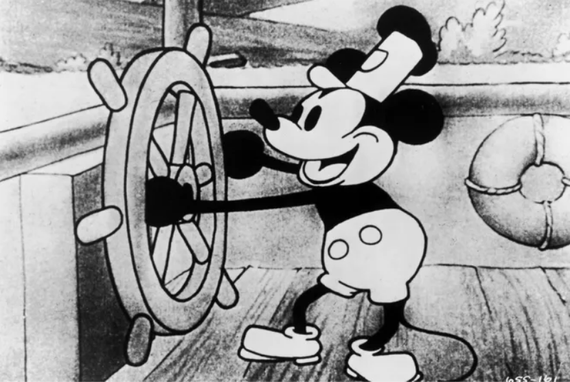 Karakter Mickey Mouse versi Steamboat Willie sudah tidak dilindungi hak cipta.